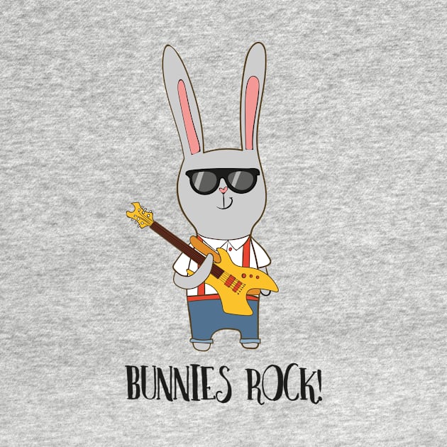 Bunnies Rock! Cute Funny Rabbit by Dreamy Panda Designs